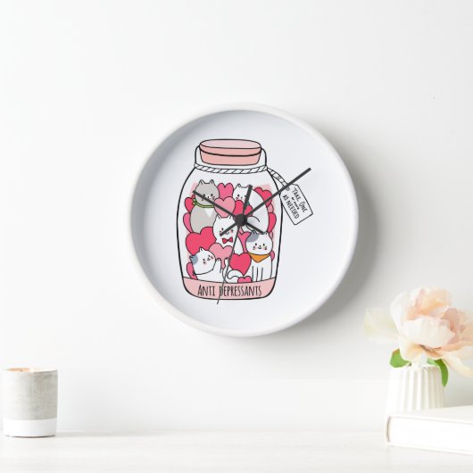 猫抗うつおもしろい猫好き 壁時計 (ホーム)