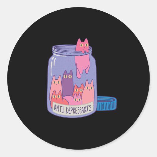 猫抗鬱薬 ラウンドシール (正面)