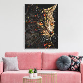 猫抽象芸術ポートレート キャンバスプリント (インサイチュ (リビング))