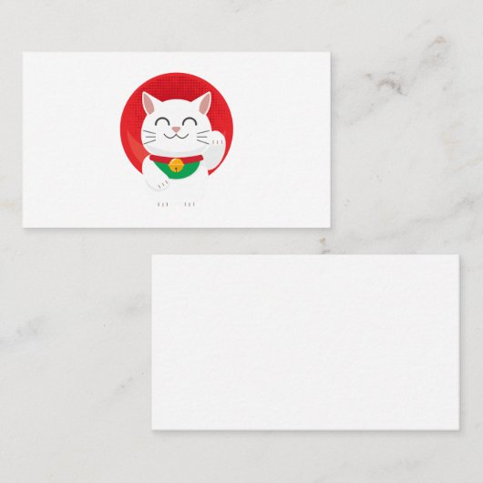 猫招き猫ジャパンラッキーキャットギフトおもしろいアイディア 名刺 (正面/裏面)