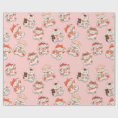 猫招き猫パターン ラッピングペーパー (フラット)