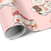 猫招き猫パターン ラッピングペーパー (ロールコーナー)