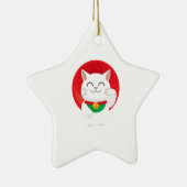 猫招き猫日本ラッキーキャットギフトおもしろいアイディア セラミックオーナメント (右)
