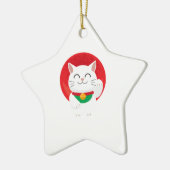 猫招き猫日本ラッキーキャットギフトおもしろいアイディア セラミックオーナメント (左)