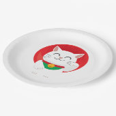 猫招き猫日本ラッキーキャットギフトおもしろいアイディア ペーパープレート (アングル)