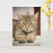 猫探し誕生日おもしろい動物 カード (黄色い花)