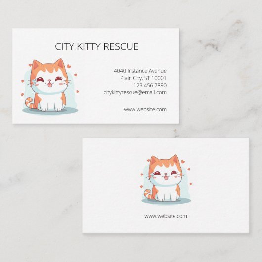 猫救助動物レスキュー団体や組織 名刺 (正面/裏面)