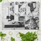 『猫教室の規律』 キッチンタオル (折り畳み)