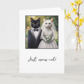 猫新郎新婦おめでとう カード (黄色い花)