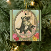 猫新郎新婦ウェディングデイオーナメント