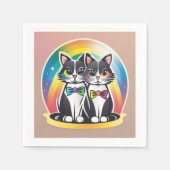 猫新郎新婦 スタンダードカクテルナプキン (正面)