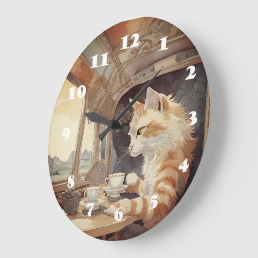 猫旅行者 ラージ壁時計 (傾斜)