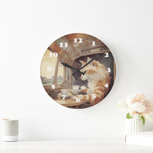 猫旅行者 ラージ壁時計 (ホーム)