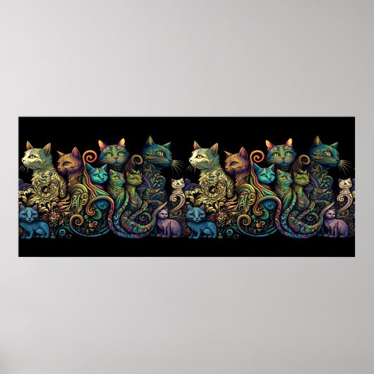 猫族の様式色による黒いフリーズポスター|過去記事 ポスター (正面)
