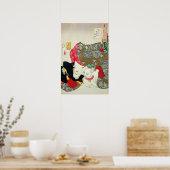 猫日本のとの女の子・月岡芳年 ポスター (キッチン)