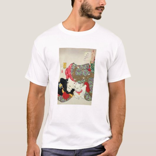 猫日本のとの女の子・月岡芳年 Tシャツ (正面)