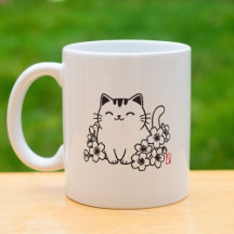 猫日本のと桜に猫スタンプを