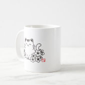 猫日本のと桜に猫スタンプを コーヒーマグカップ (正面左)