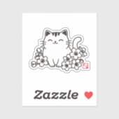 猫日本のと桜に猫スタンプを シール (シート)