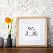猫日本のと桜に猫スタンプを ポスター