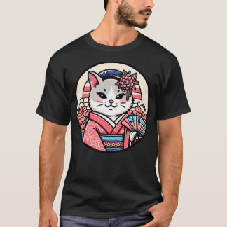 猫日本のの着物ニャー Tシャツ