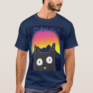 猫日本のインディ美学ALTかわいいアニメレトロ Tシャツ