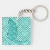 猫日本のターコイズプリント キーホルダー (裏面)