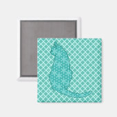 猫日本のターコイズプリント マグネット (正面/裏面)