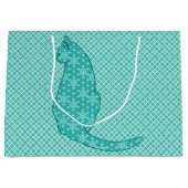 猫日本のターコイズプリント ラージペーパーバッグ (正面)