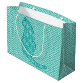 猫日本のターコイズプリント ラージペーパーバッグ (裏面アングル)