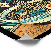 猫日本のラーメンWAVE素晴らしヴィンテージアートフード男性 ポスター (角)