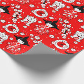 猫日本の人形 – こけしと招き猫 ラッピングペーパー (角)