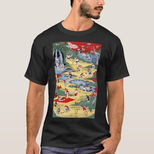 猫日本の国・歌川国利 Tシャツ (正面)