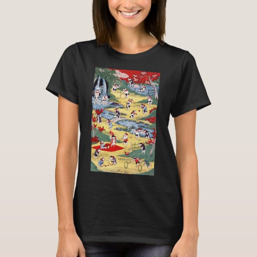 猫日本の国・歌川国利 Tシャツ (正面)