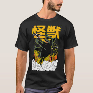 猫日本の日本怪獣マンガフライ  Tシャツ