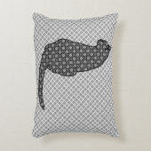 猫日本の白黒着物プリント アクセントクッション (正面(垂直))