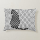 猫日本の白黒着物プリント アクセントクッション (裏面)