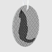 猫日本の白黒着物プリント オーナメント (正面)