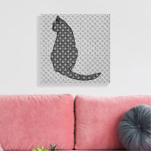 猫日本の白黒着物プリント キャンバスプリント (インサイチュ (リビング))