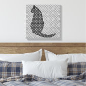 猫日本の白黒着物プリント キャンバスプリント (インサイチュ (寝室))