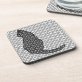 猫日本の白黒着物プリント コースター (左側)