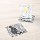 猫日本の白黒着物プリント スクエアペーパーコースター (インサイチュ)