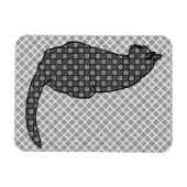 猫日本の白黒着物プリント マグネット (横)