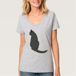 猫日本の白黒着物プリント Tシャツ