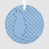 猫日本の青い着物プリント オーナメント (裏面)