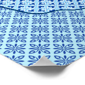 猫日本の青い着物プリント ポスター (角)