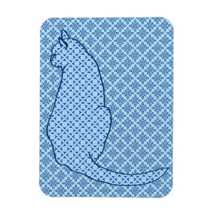 猫日本の青い着物プリント マグネット