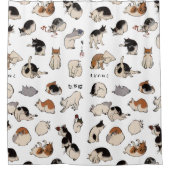 猫日本の、広重、浮世絵葉書 シャワーカーテン (正面)