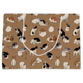 猫日本の、広重、浮世絵 ラージペーパーバッグ (正面)