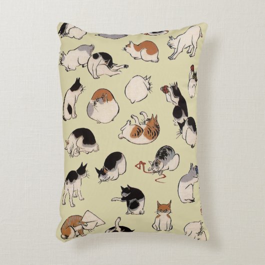 猫日本の（色を変えられる） アクセントクッション (正面(垂直))